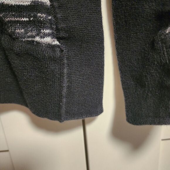 East 5th Open Cardigan Sweater Women's Medium Black White and Gray Stripe - Picture 3 of 5